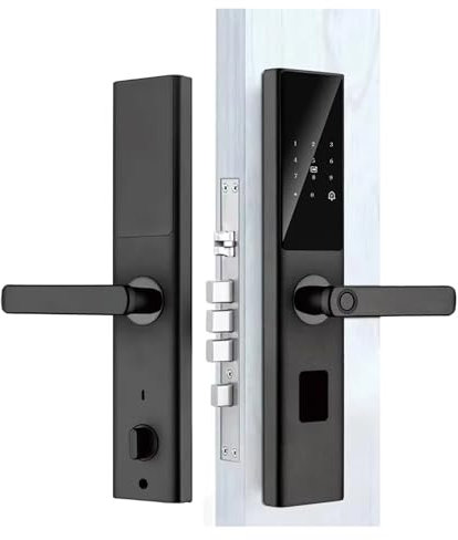 VEKELETE Cerradura de Puerta Tuya Zigbee biométrica con Huella Dactilar, Cerradura de Puerta Inteligente electrónica Digital con pulsador y WiFi(Zigbee24 30 240(App))
