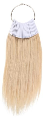 Echthaar Farbring 30 Stück mit Weißem PVC Ring, Beige | Haarfarbenproben für Friseursalons, Dose Be Straightened, Dose Be Curled, Dose Be Cut, Strähnen Färben