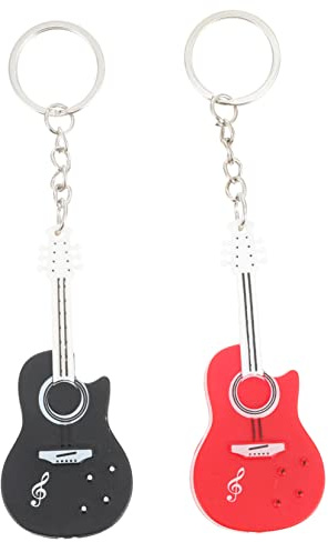 Healeved Porte-clés Guitare Anneaux Porte-clés Pendentif Clé De Guitare Porte-clés De Guitare Porte-clés Mignon Suspensions Lumineuses Pour Guitare Rouge Plastique