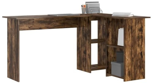 vidaXL Schreibtisch Räuchereiche 142 x 102 x 73 cm Holzwerkstoff | Jede Menge Platz für all deine Sachen, Perfekt für Ecken, um den Platz in deinem Büro optimal zu nutzen,