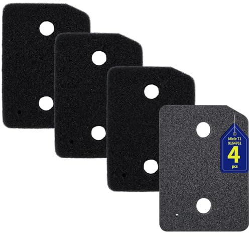 Lot de 4 filtres pour sèche-linge Miele T1 9164761 - Filtre à pompe à chaleur - Filtre à socle - Filtre pour sèche-linge Miele T1 - 207 x 157 x 30 mm (correction après 48 heures d'épaisseur)