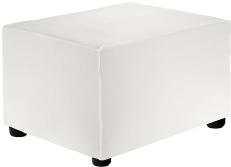 QUARKZMAN Dehnbarer Hockerbezug Rechteckig Quadratisch Hockerüberzug Weiß | Passend Für Länge 50-76cm / 19.69-29.92, Mit Gummizug, Für Hocker Wohnzimmer Schlafzimmer, S-Large