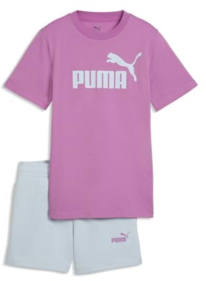 PUMA Mädchen Essentials No.1 Logo T-Shirt und Shorts Set 128, Mauve Pop Pink