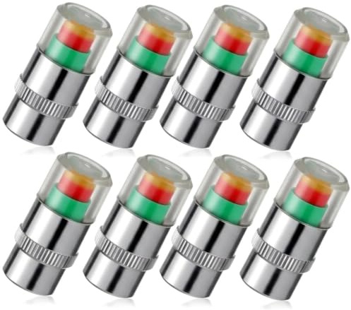 8PCS Tyre Pressure Caps for Cars, 3 Colour Copper Core Tyre Caps, Tyre Pressure Monitor Dimensions Idea for Cars, Trucks, Motorcycles, Bicycles