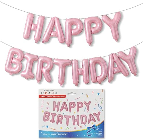 Pup Go Set di palloncini rosa Happy Birthday per donne e ragazze