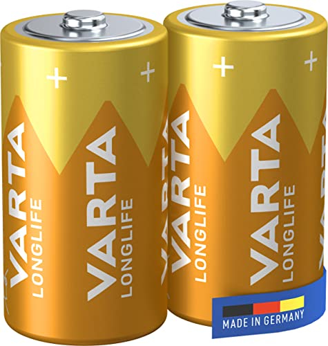 VARTA Batterien C Baby, 2 Stück, Longlife, Alkaline, 1,5V, ideal für Fernbedienungen, Wecker, Radios, Made in Germany