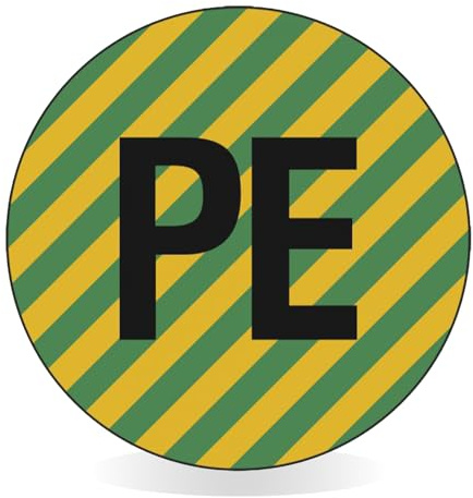 Betriebsausstattung24 Kennzeichnung elektrischer Leiter PE - 40 Etiketten auf Bogen - PVC-Folie, selbstklebend - 1,6 cm Ø - Schutzleiter