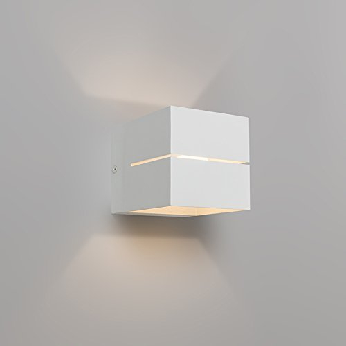Qazqa - Moderne Wandleuchte weiß 9,7 cm – Transfer Groove I Wohnzimmer I Schlafzimmer I Up I Down - Aluminium Quadratisch - LED geeignet G9