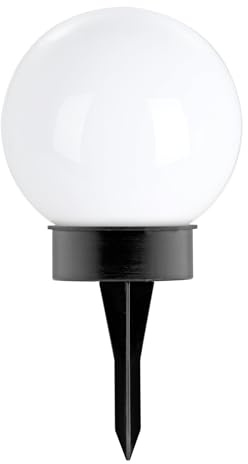 EGLO LED Solar Kugel Puglia, Gartenlampe mit Erdspieß, Solarlampe für außen | Outdoor Lampe Garten aus Kunststoff in Schwarz und Weiß, warmweiß, IP44, Ø 15 cm