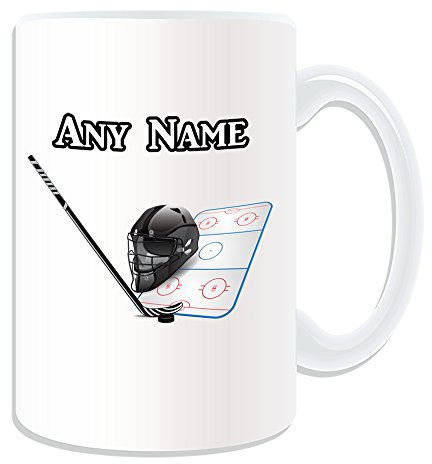 Regalo personalizzato – grande tazza di hockey su ghiaccio, motivo: sport, bianco) – qualsiasi nome/messaggio sulla tua tazza unica – NHL