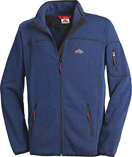 Stubai - Strick Fleecejacke Herren/Strickjacke mit Fleece Innenseite für Outdooraktivität, Strick Fleece Jacke mit Stehkragen und Reißverschluss ,Dunkelblau-melè,M