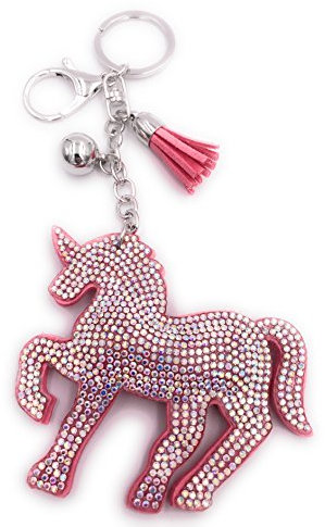H-Customs Licorne Licorne avec Cristaux Galop Porte-clés Pendentif Sac Charme