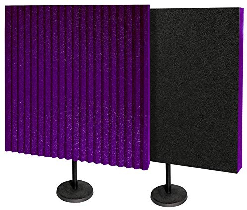 Auralex Acoustics DeskMAX Stand-Mounted Portable Acoustic Treatment Panels for Podcasting and Voiceovers, Purple (DeskMaxPur)