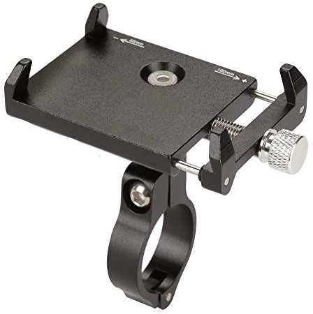 Bike Phone Mount, Aluminiumlegierung Einstellbare Fahrrad Handyhalter Clip Lenker Telefon Halterung (Schwarz)