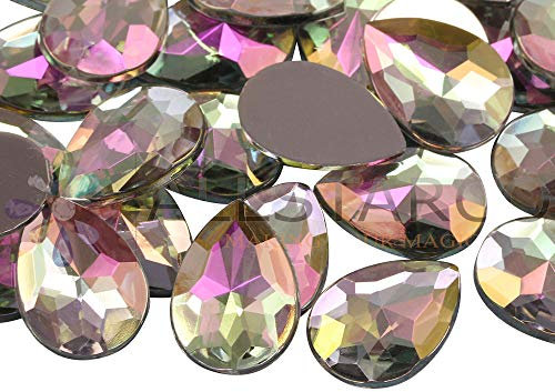Allstarco 25x18mm Flat Back Teardrop Acrylic Rhinestones Plastic Gems for Jewelry Making Costume Jewels Cosplay Card Making Embelishments Decor Crafts - 20 Pieces (Crystal Clear AB A01)