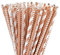 ALINK Biodegradable Rose Gold Paper Straws Bulk, Pack of 100 Metallic Foil Striped/Wave/Heart Straws for Birthday, Wedding, Bridal/Baby Shower, Celebrations and Party Supplies