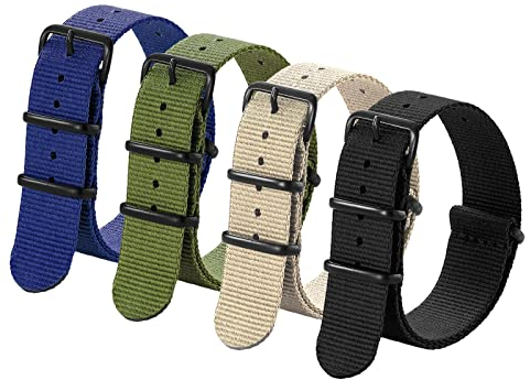 Ritche Militärisches ballistisches Nylonarmband, 16 mm, 18 mm, 20 mm, 22 mm, Premium-Nylon-Uhrenarmband mit Edelstahl-Schnalle, Valentinstagsgeschenk für Sie oder Ihn, Blau / Khaki / Grün / Schwarz,