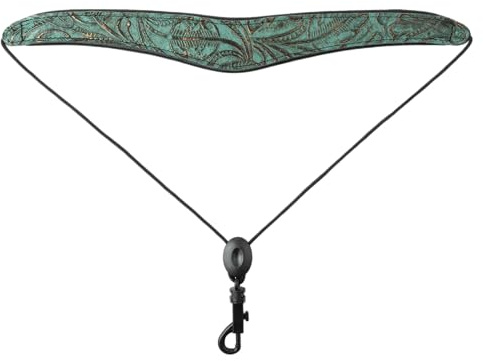 M27W-002 2'' Leather Saxophone Strap, Turquoise Embossed