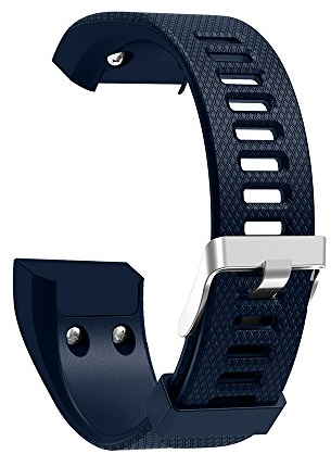 Yikamosi Compatible avec Garmin Vivosmart HR+ Bracelet,Véritable silicone souple Watch Bracelet Stainless Steel Clasp Replacement Strap pour Vivosmart HR+(NO Vivosmart HR,Midnight Blue)