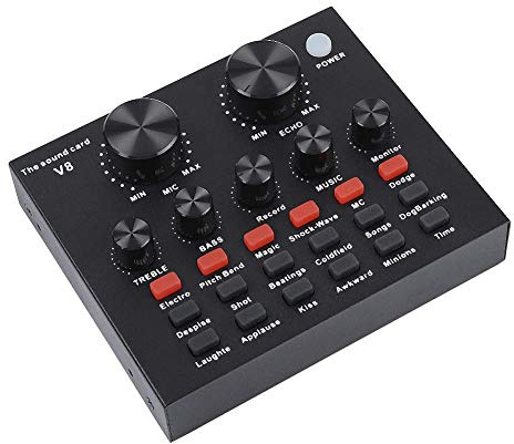 V8 Soundkarte Audio Set Interface Externes USB Live Mikrofon Soundkarte Bluetooth Funktion für Computer PC Handy Sing