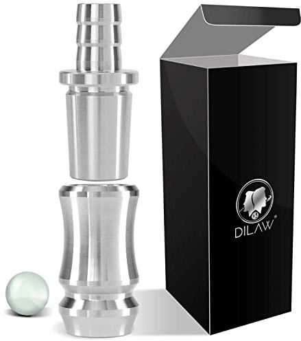 DILAW® Shisha TRIPHAN V2A Edelstahl Schlauchadapter 18/8 Schliff Set 2-teilig Universal Hookah Wasserpfeife zubehör, Menge:1er Pack, Farbe:Silber Edelstahl