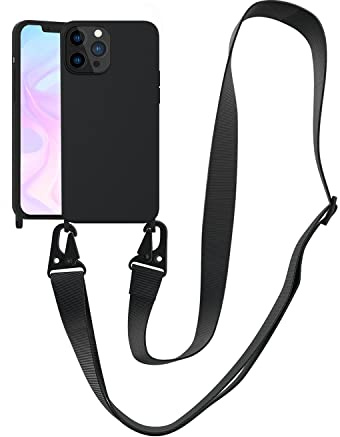 Handykette Handyhülle kompatibel mit Apple iPhone XR Necklace Hülle Nylon Schultergurt Weich Silikon TPU Cover mit Kordel zum Umhängen Schutzhülle mit Stylische Band(schwarz)