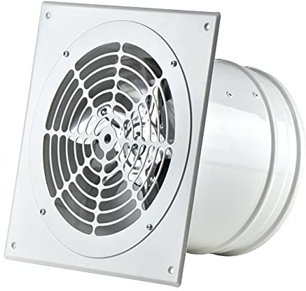 Steinberg14 Weiß Ø 200mm Abluftventilator aus Stahl – Axiallüfter für Dauerbetrieb, Be- und Entlüftung, Wand- oder Rohrmontage, verzinktes Stahlgehäuse, 340 m³/h Luftstrom, 47 dB(A), 220-240V~ 50Hz