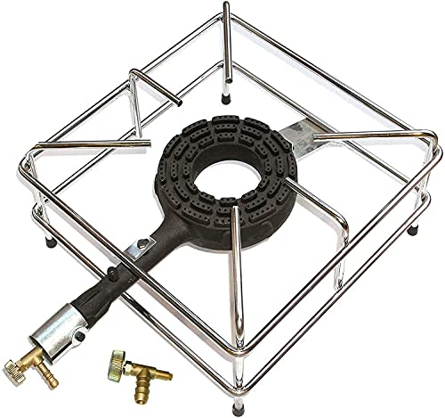 EuroStore07® FORNELLONE 4,5 kw CM 30 X 30 ACCIAIO INOX GAS BOMBOLA + RUBINETTO A GAS METANO