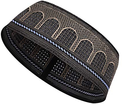 AfinderDE Herren Gebetsmütze Muslimische Kopfbedeckung Islam Arabisch Türkisch Mann Stickerei Hut Männer Kopf Mütze Pray Cap