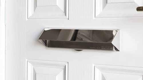 Homewatch Letterplate Restrictor Shroud Cowl Visor Guard - Letterbox Cover for Extra Security – Mirror Polished Stainless Steel - Hidden Fix - Stop Key Fishing
