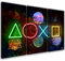 Feeby 3-teilig Vlies Leinwandbild 120x80 cm Spiele Gaming Für den Gamer Wanddeko Design Kunstdruck Zimmerdeko Bilderwand Symbole Spielkonsole Abstraktion mehrfarbig