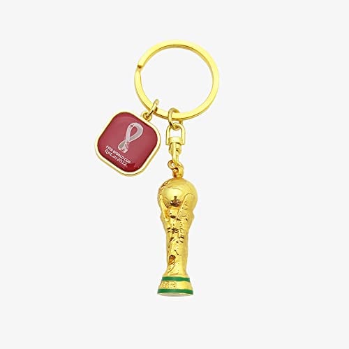 Porte-clés trophée 3D de la Coupe du monde de la FIFA 2022 avec emblème officiel – Possédez une version à collectionner du plus grand prix du monde de football, doré