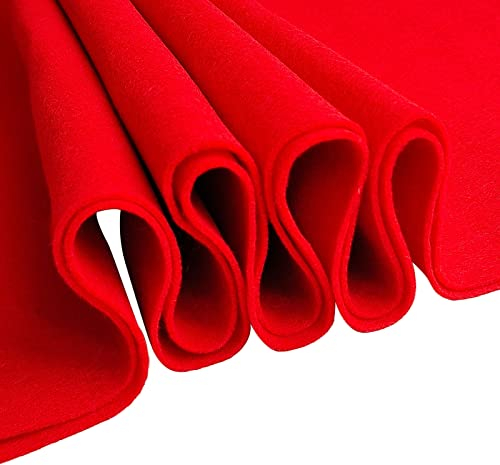 Jtnohx Filz, 1,4 mm dicker Bastelfilz, 90x90cm Filzstoff, Weicher Farbe Filz für Kunst- und Bastelprojekte (Rot)