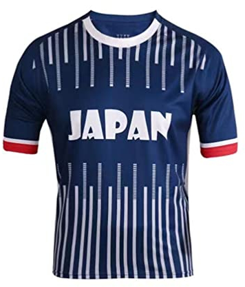 YuanDiann 2022 Katar Fußball Weltmeisterschaft T-Shirt Kurzarm Rundhals Fanshirt Trainingsshirt Stretch Casual Atmungsaktiv Sport Shirt Bedrucken Fussballtrikot Japan XL