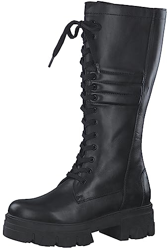 MARCO TOZZI Stivali Alti Donna senza Tacco in Pelle Zeppa, Black, 37 EU
