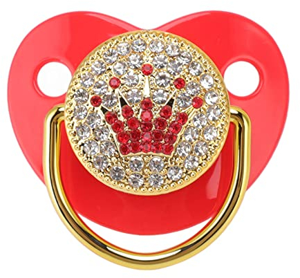 Schnuller, Bling-Silikon-Neugeborenen-Schnuller für 6-18-Monats-Säuglinge, Baby-Schnuller, Ultraleicht, Weich für 6-18-Monats-Säuglinge (Rot)