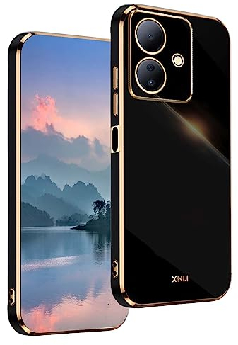 UPLAI Hülle für vivo V29 Lite 5G / vivo Y78, Ultra Dünn Stoßfest Handyhülle mit Mode-Galvanik-Design, Prämie TPU und Sanft Silikon Schutzhülle.(Schwarz)