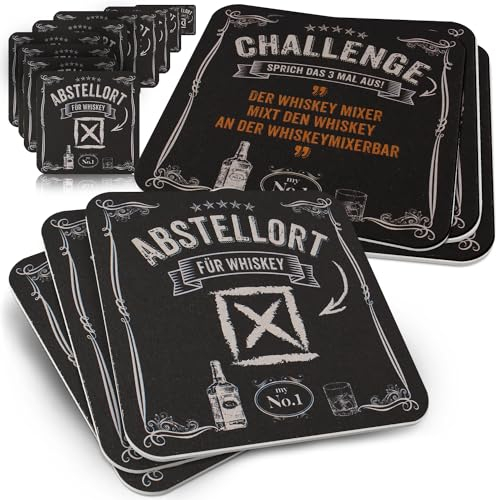 Funke & Brand 50x Bierdeckel Whisky Untersetzer - Astellort für Whiskey - Geschenk für Männer