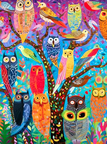 Owl Oasis: The Vibrant Perch by Cross & Glory - Premium 1000-Piece Jigsaw Puzzle - Eco-Friendly, and Vibrant Colours - Best Jigsaw Puzzle Deal - Perfect for Adults and Puzzle Enthusiasts