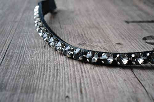 Generisch Stirnriemen mit Schnellverschluss und 10mm Steinen Pferd Horse Browband (Warmblut = 43 cm, grau)
