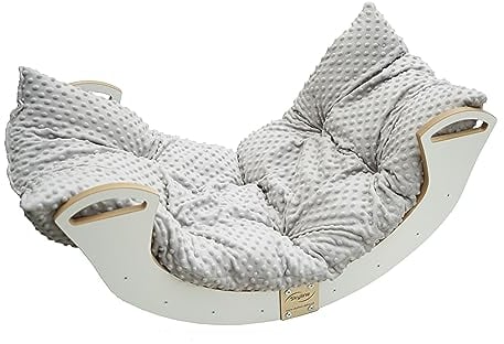 Skyline Kletterbogen mit Kissen Baby Kleinkind Kinder ab 1 Jahr Indoor Klettern Montessori Klettergerüst Holz Wippe Balancewippe Kletterdreieck Kletterwippe Holzwippe Kletterling Holzbogen L Grau