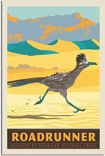 cgltd Leinwand-Poster Nationalparks Wildlife Roadrunner Vintage Reiseposter Gemälde Poster auf der Wanddekoration Leinwand Kunstwandgemälde Ungerahmt 40x60cm