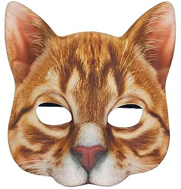 rockible Katzen Halbgesichtsmaske, Halloween Cosplay Maske, Tierkopfschmuck, Gesichtsbedeckung, Kostümzubehör für Karneval, Rave, Maskerade, Festival, Kostüm