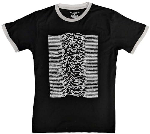 Joy Division Ringer T Shirt Unknown Pleasures Logo Nouveau Officiel Unisex Noir Size XL
