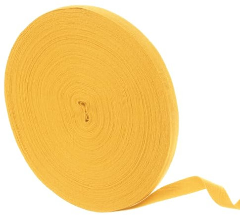 sourcing map 45,7 m Baumwoll-Twillband, 15 mm Fischgrätenband, Schrägband, Schrägband für Kleidung, Nähen, DIY Basteln (dunkelgelb)