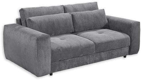 BARURA Big Sofa in Cord-Optik, Ash - Bequeme Wohnzimmer Couch - 214 x 90 (74) х 112 cm (B/H/T)