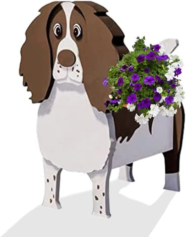 strolfay Dog Flower Planter Gifts for Women,Cute PVC Dog Planters,Flower Pots Indoor Outdoor,Garden Planter for Birthday,Office,Pet Lovers 9.45 * 6.89 * 13.39in(English Springer Spaniel)