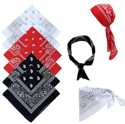 Makone Bandana 3 Farben Halstuch Kopftuch Herren Passkey, 6pc Ttrachtentuch Damen Stofftaschentücher Herren - Erwachsene Unisex Halswärmer - Weihnachten Karneval