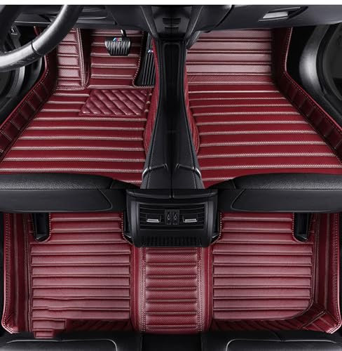 MARXAN Auto Fußmatten Leder Für Audi Q3 F3 2018-2023, Maßgefertigter Automatten Volle Abdeckung Teppiche Schutzmatten rutschfeste wasserdichte Autozubehör,F/Claret