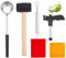 SUPERFINDINGS Coconut Opener Tool Set Coconut Scraper Stainless Steel Coco Nut Opener Kit Coconut Hole Maker Puncher Rubber Hammer with Silicone Hot Pads